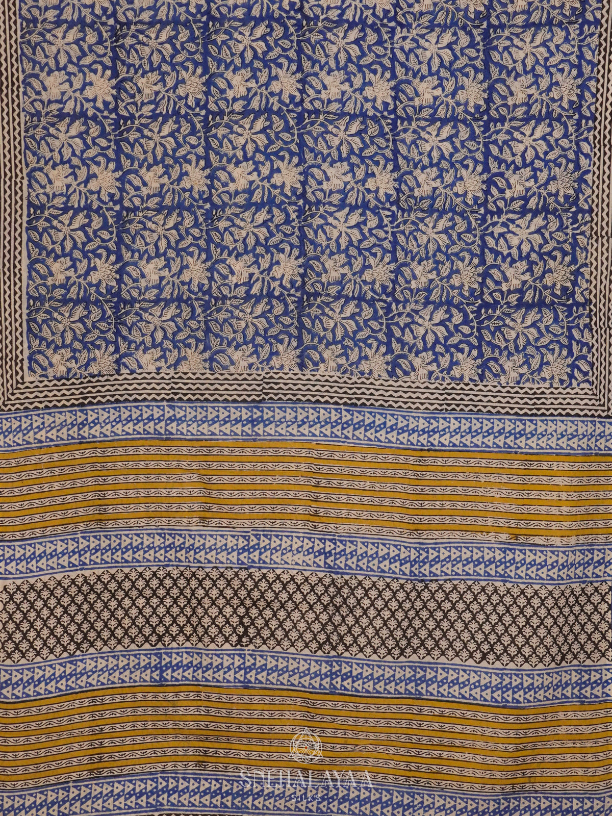 Navy Blue Jaipur Cotton Saree