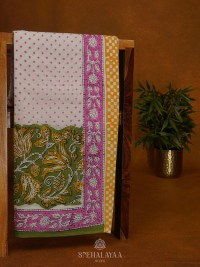 Off White Jaipur Cotton Saree