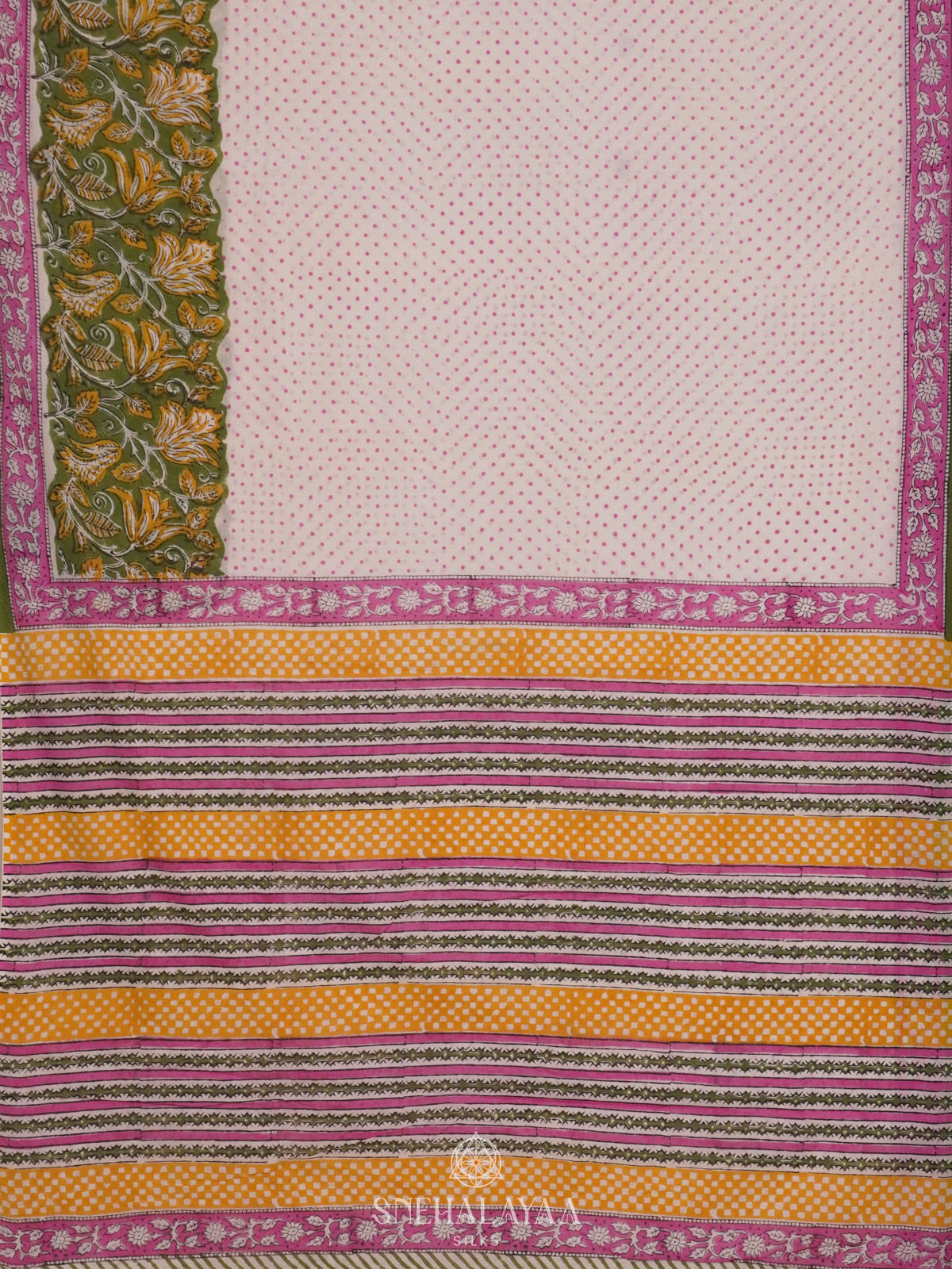 Off White Jaipur Cotton Saree