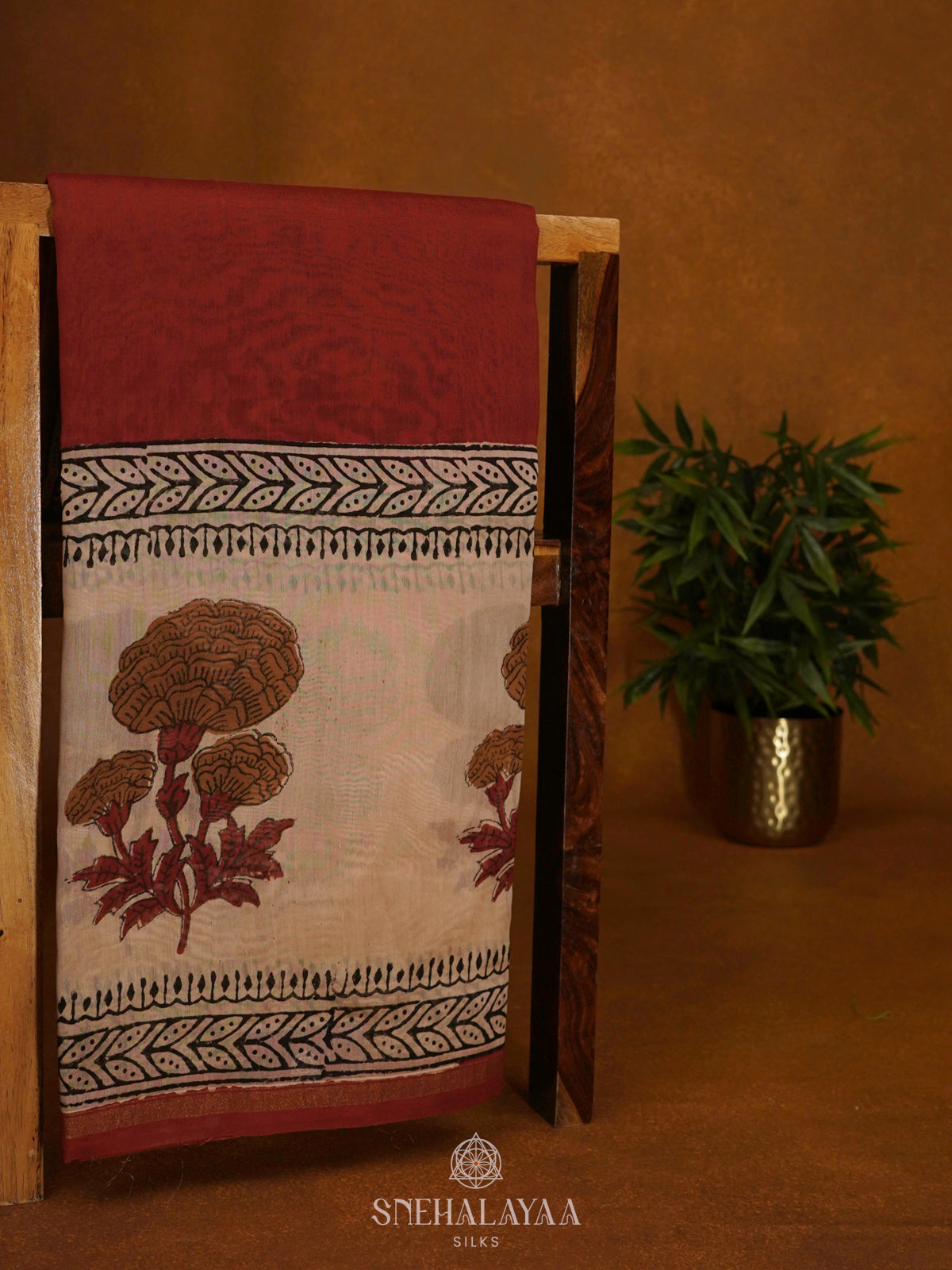 Maroon Chanderi Saree