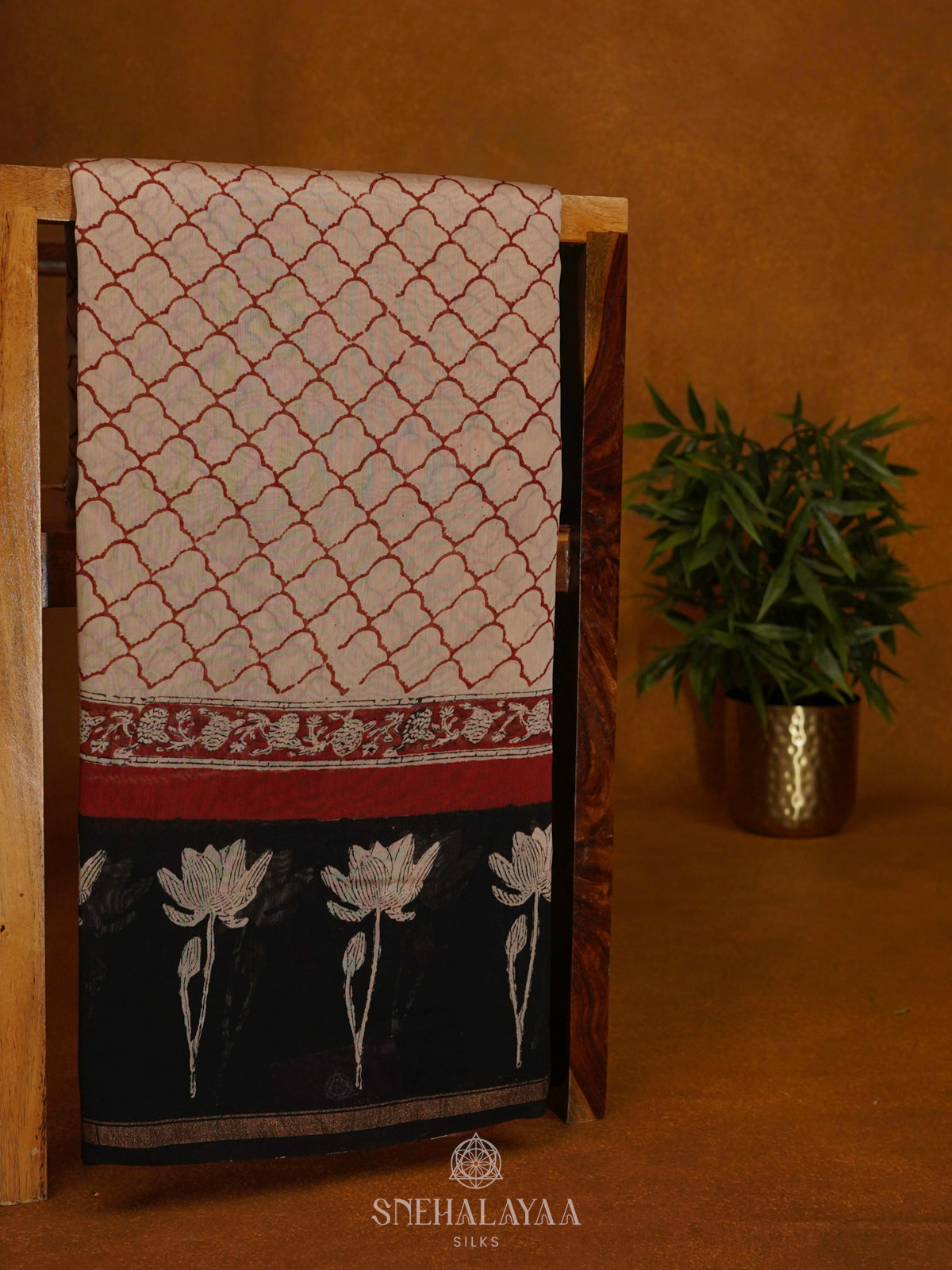 Beige Chanderi Saree