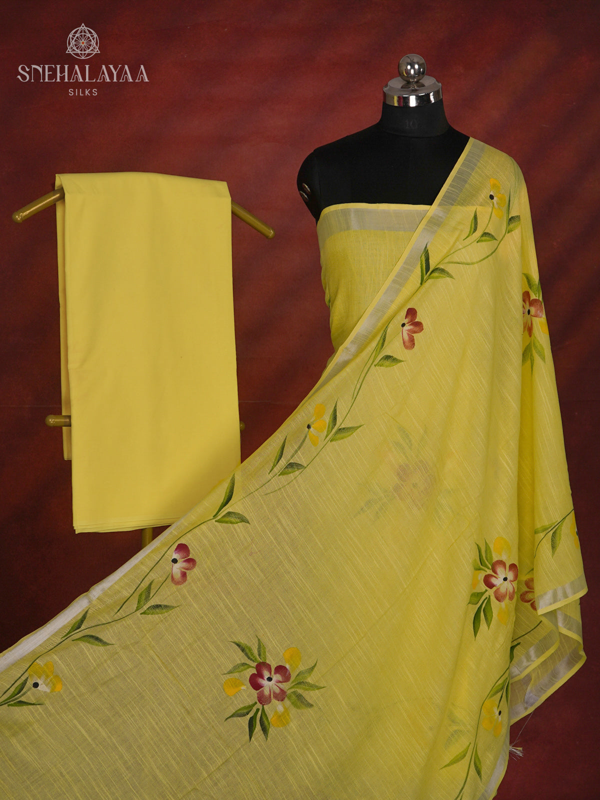 Yellow Linen Cotton 3-Piece Salwar Suit Material