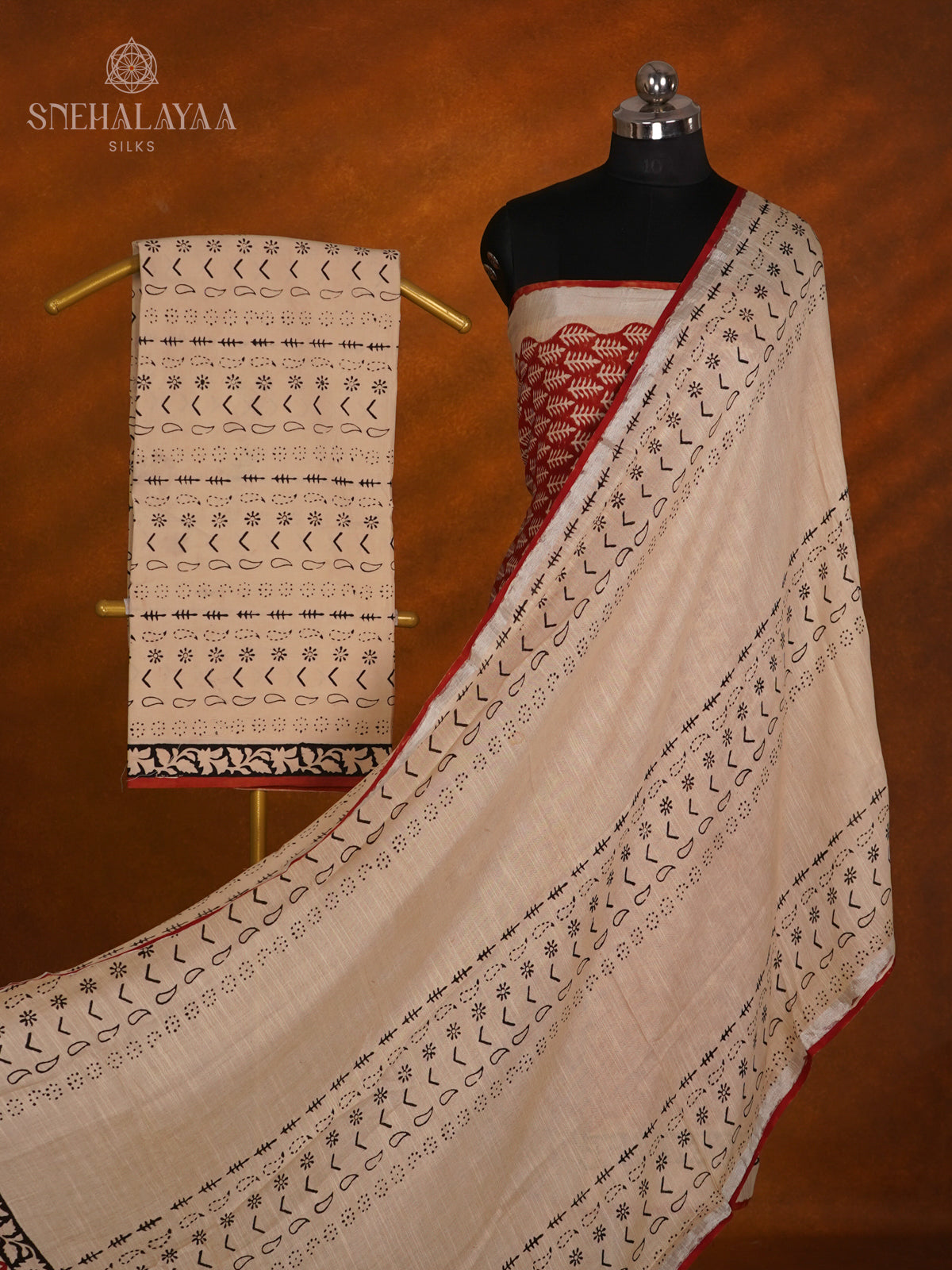 Maroon Linen Cotton 3-Piece Salwar Suit Material