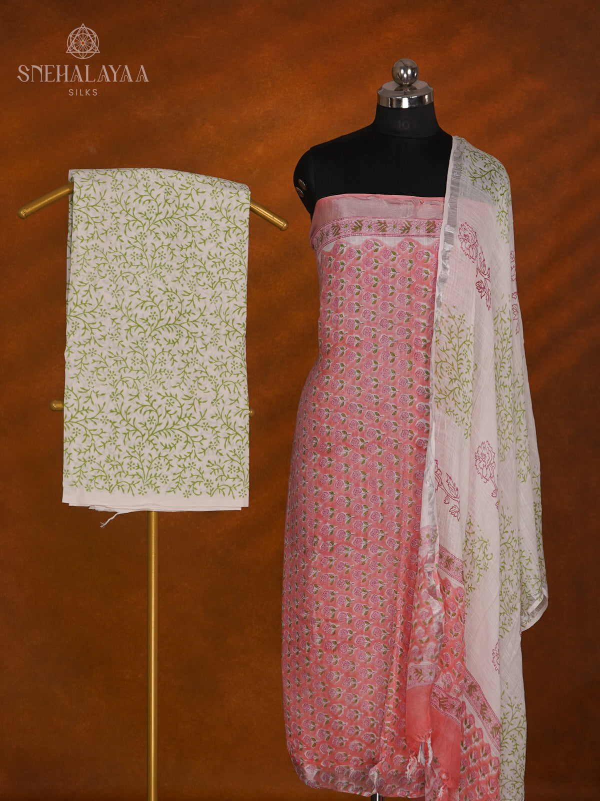 Pink Linen Cotton 3-Piece Salwar Suit Material