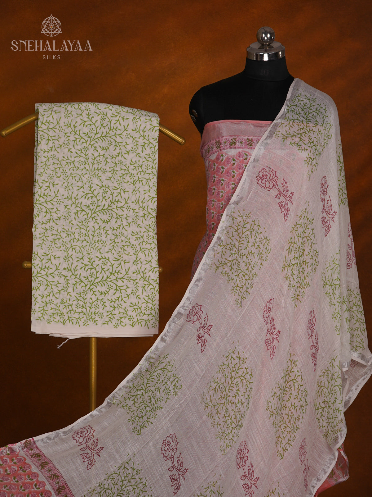 Pink Linen Cotton 3-Piece Salwar Suit Material
