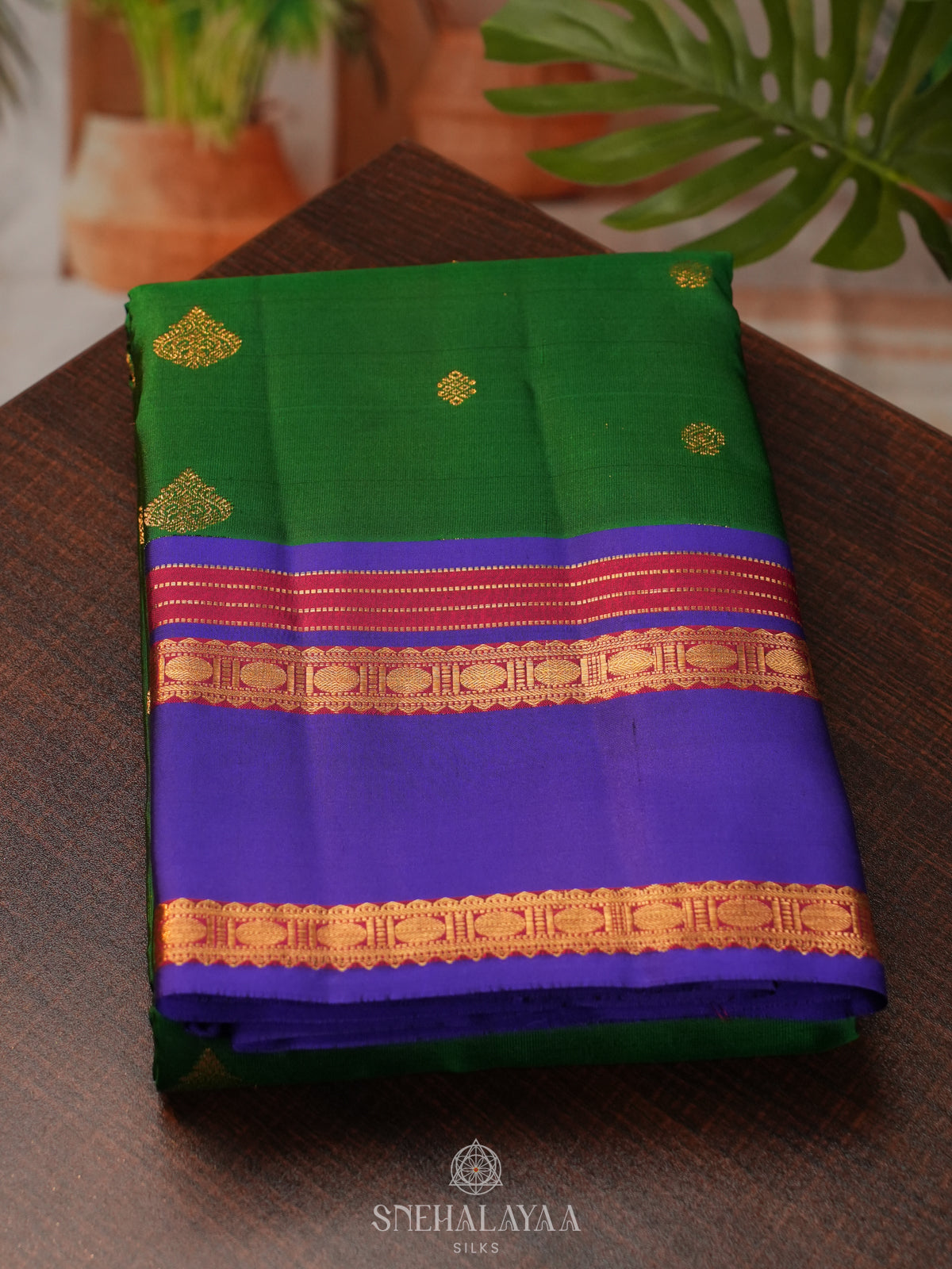 Bottle Green Kanjivaram Silk Saree