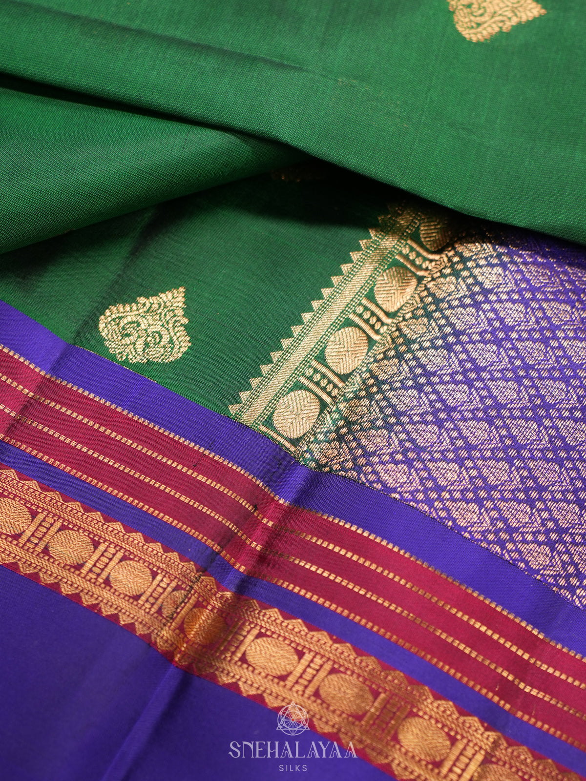 Bottle Green Kanjivaram Silk Saree