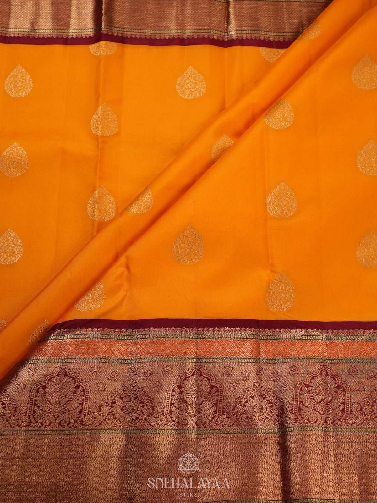 Mango Yellow Kanjivaram Silk Saree