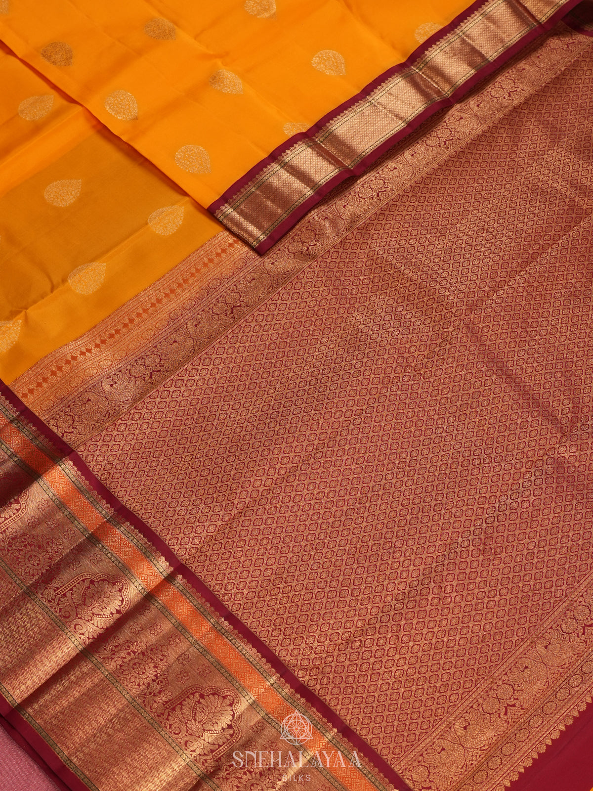 Mango Yellow Kanjivaram Silk Saree