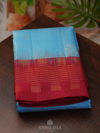 Sky Blue Kanjivaram Silk Saree