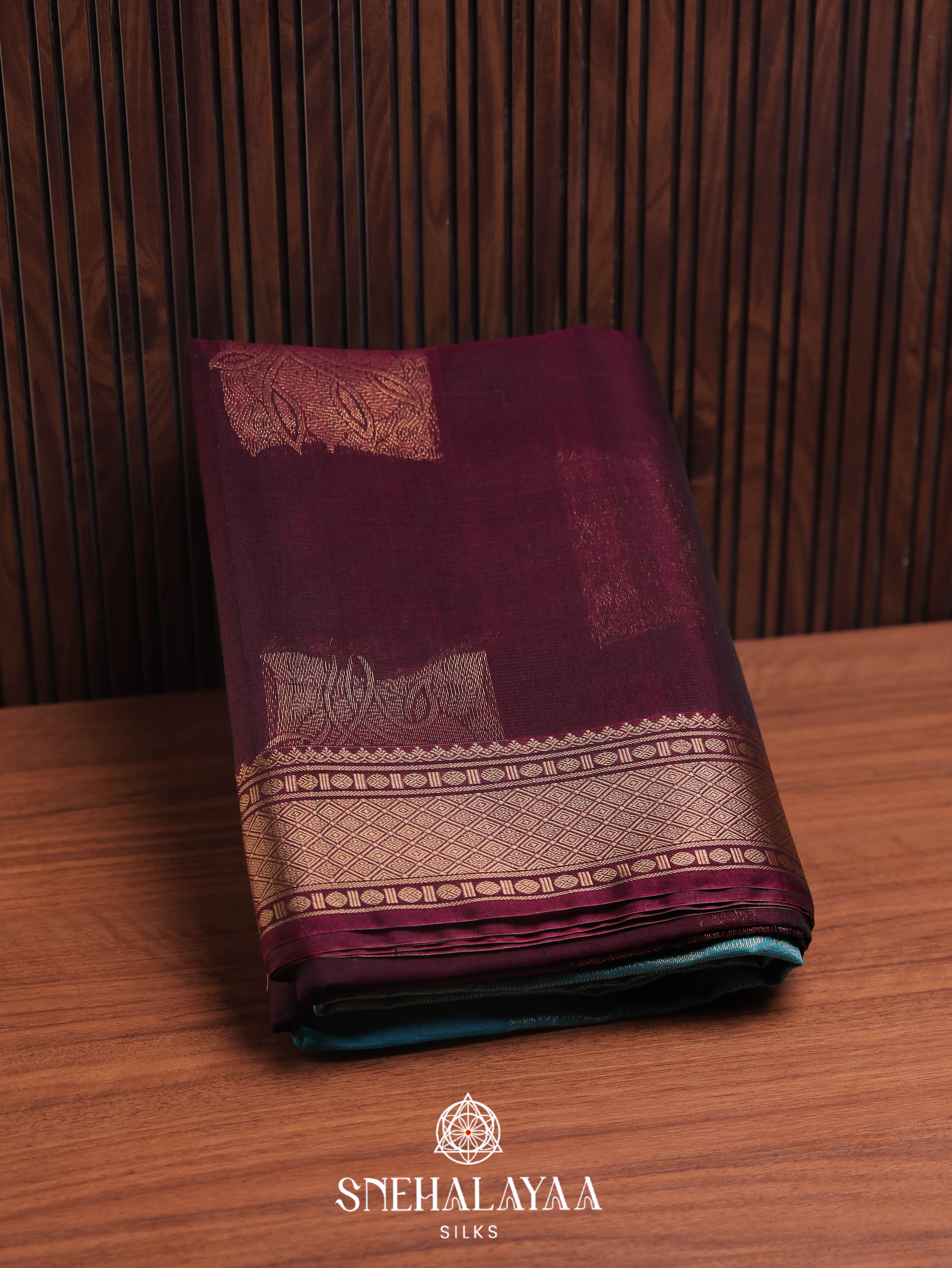 Wine Silk Cotton Saree