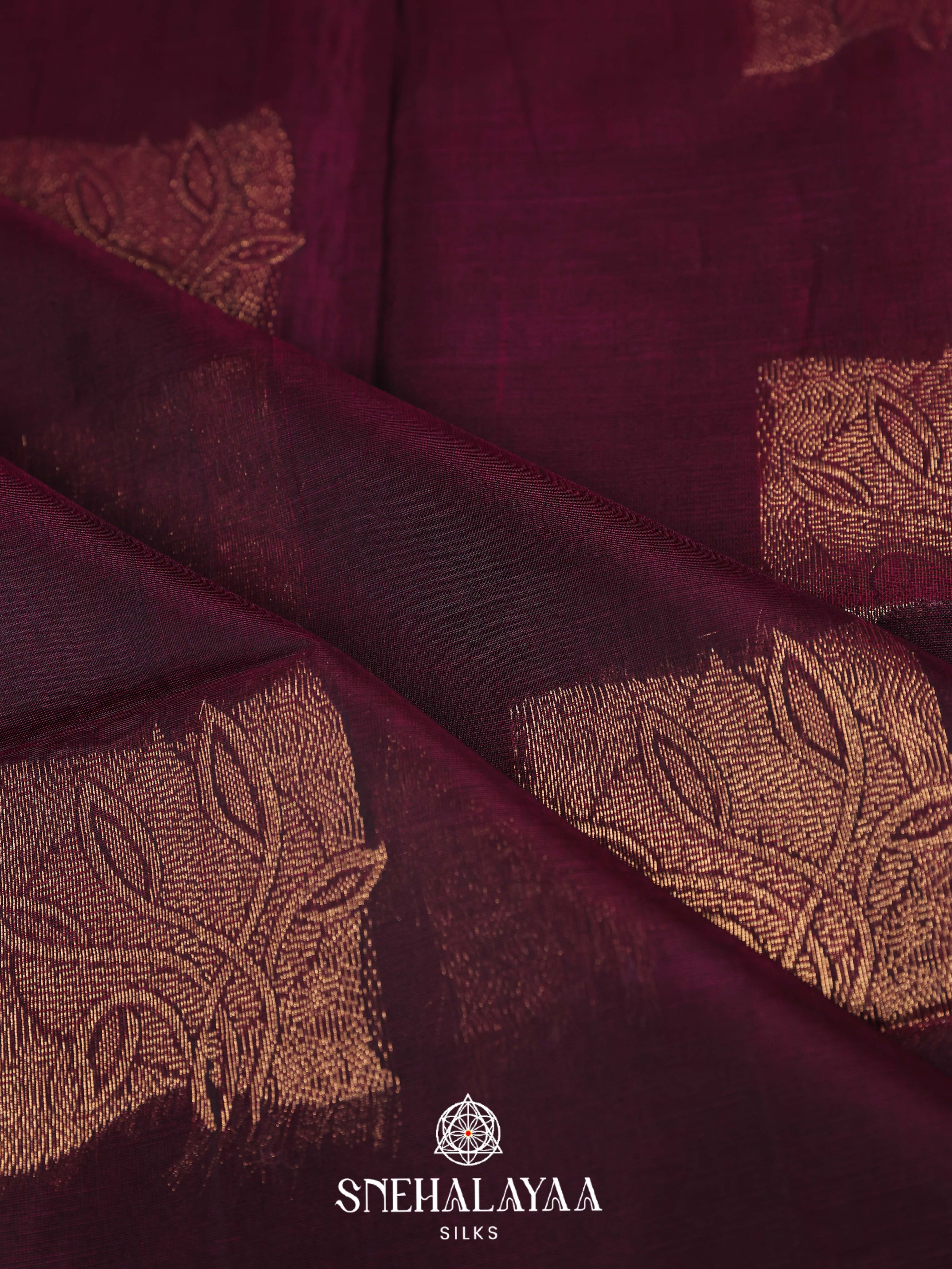 Wine Silk Cotton Saree
