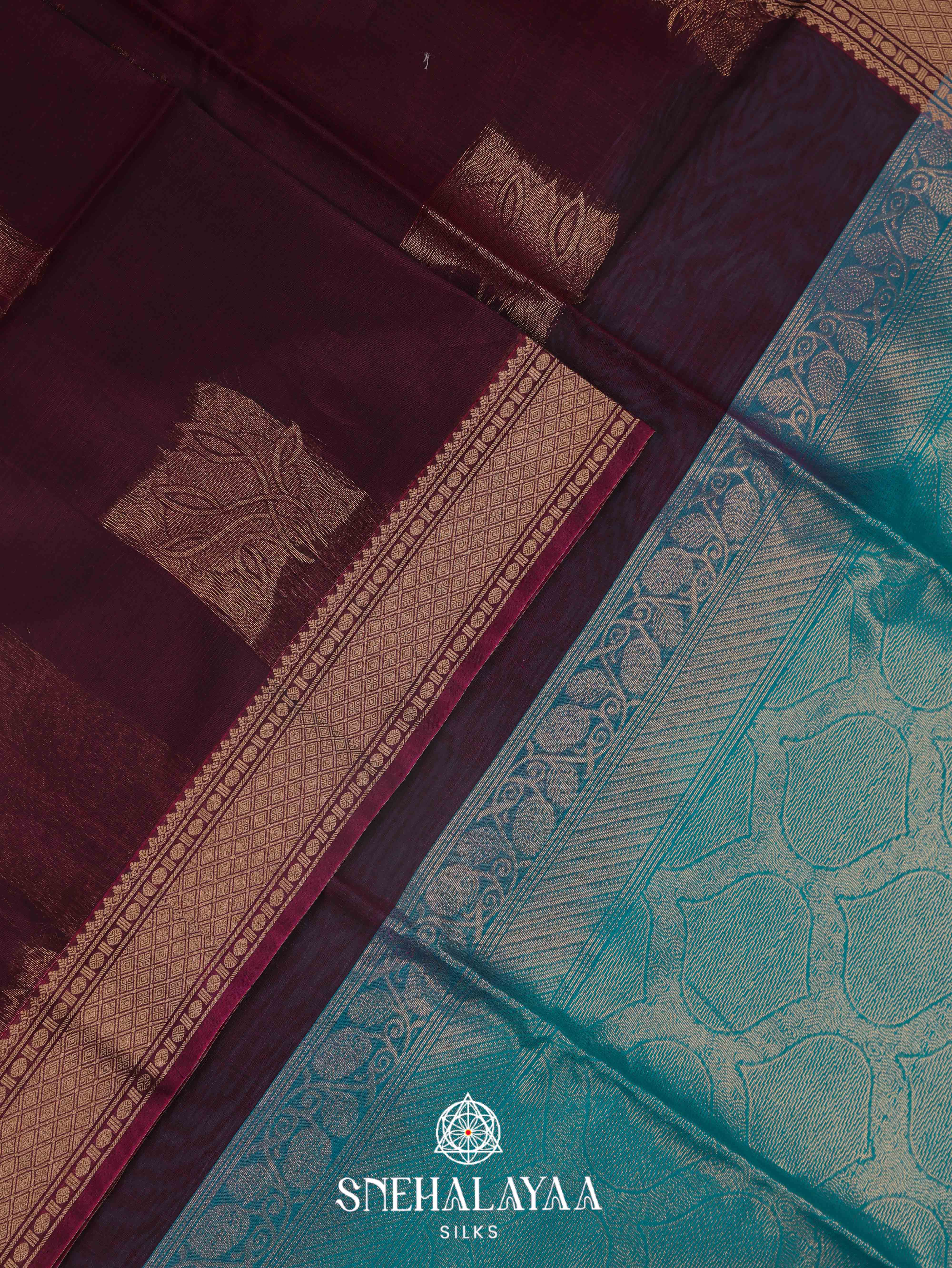 Wine Silk Cotton Saree