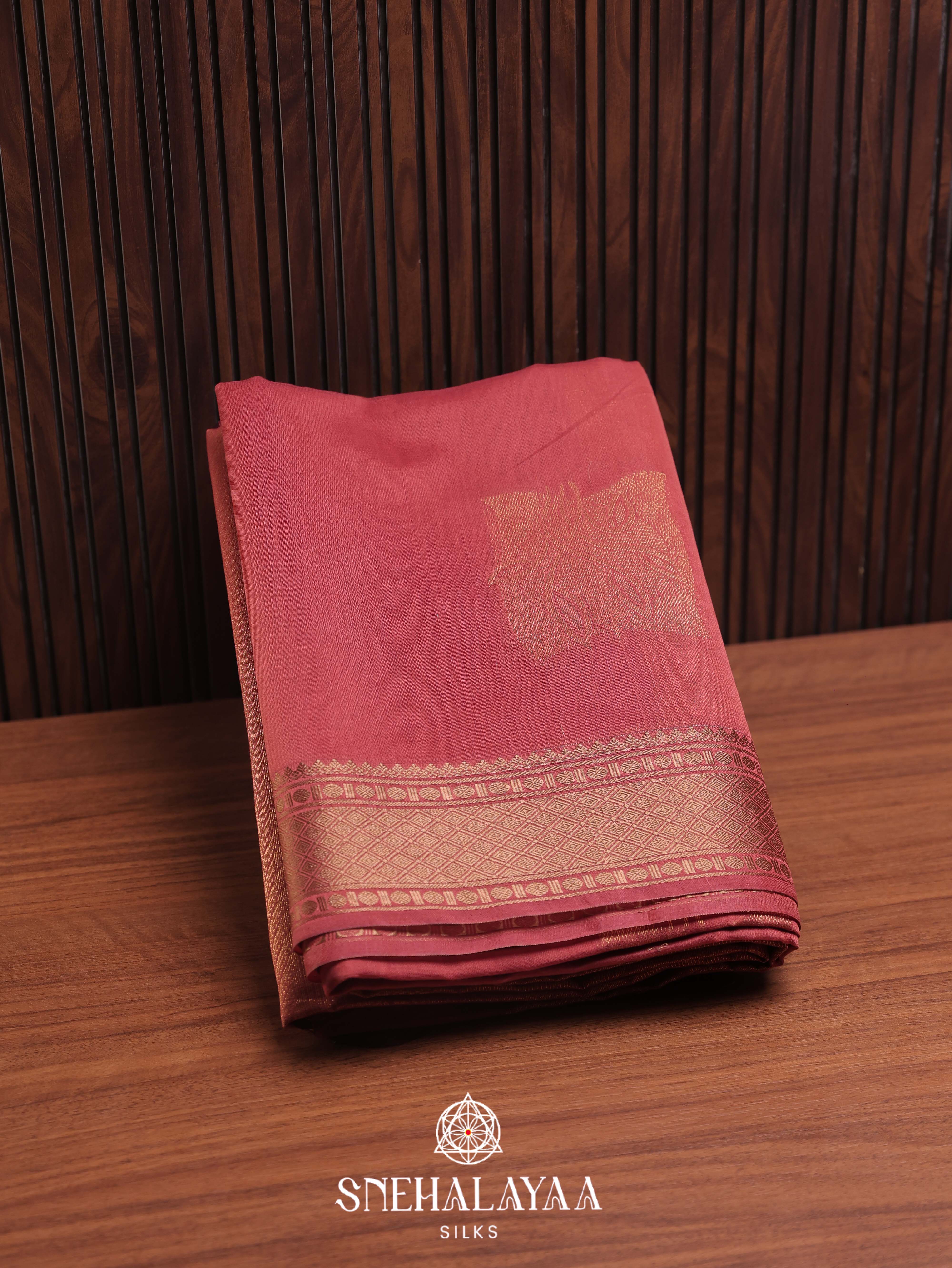 Peach Silk Cotton Saree