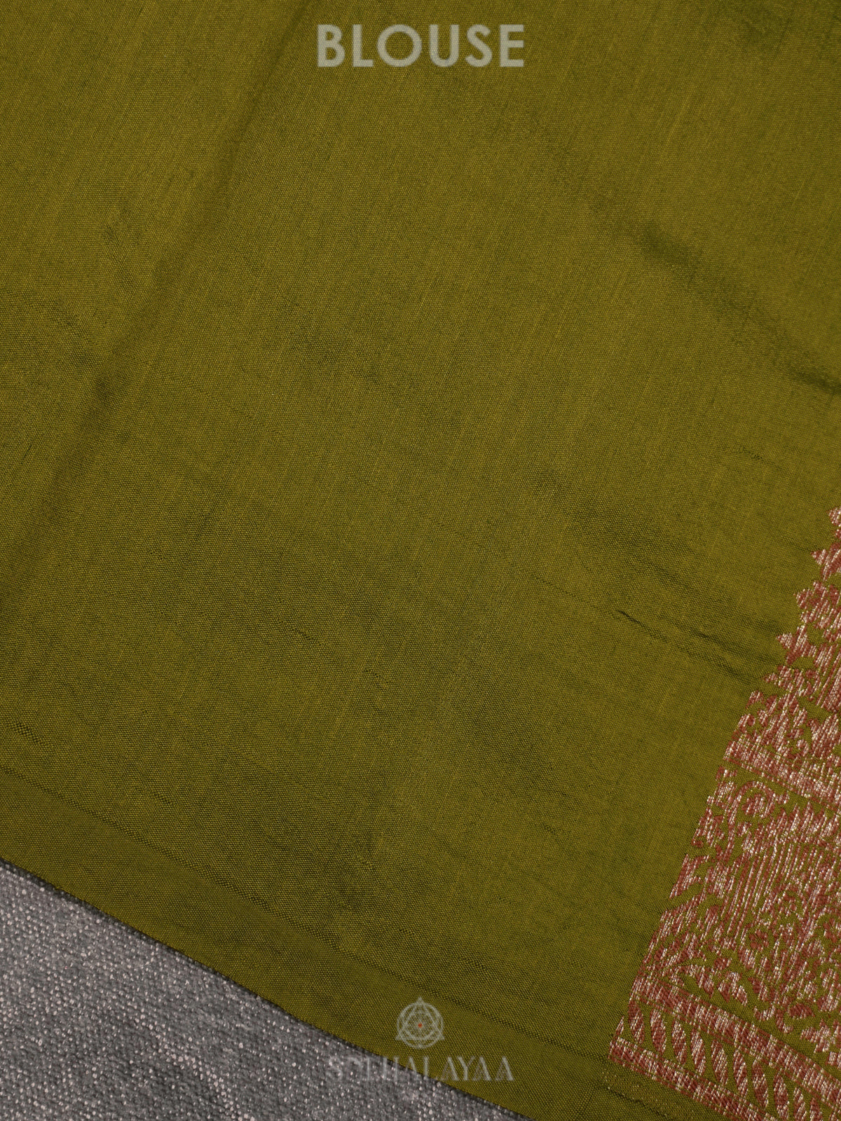 Olive Green Chiniya Silk Saree