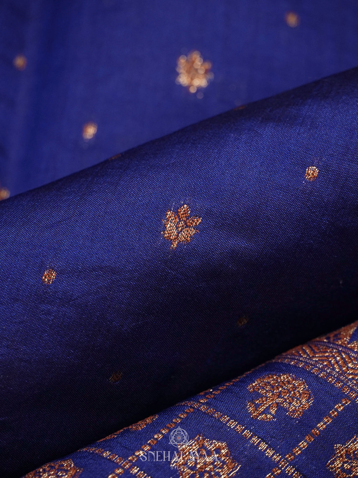 Navy Blue Chiniya Silk Saree