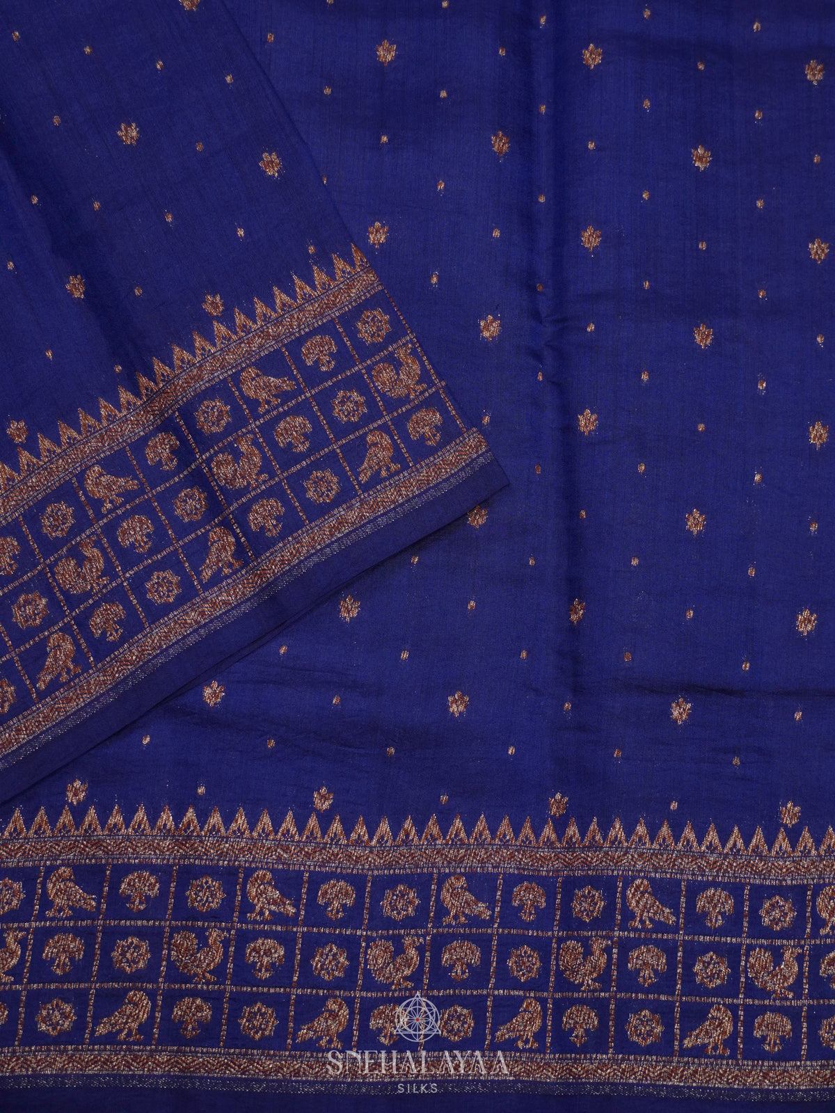Navy Blue Chiniya Silk Saree