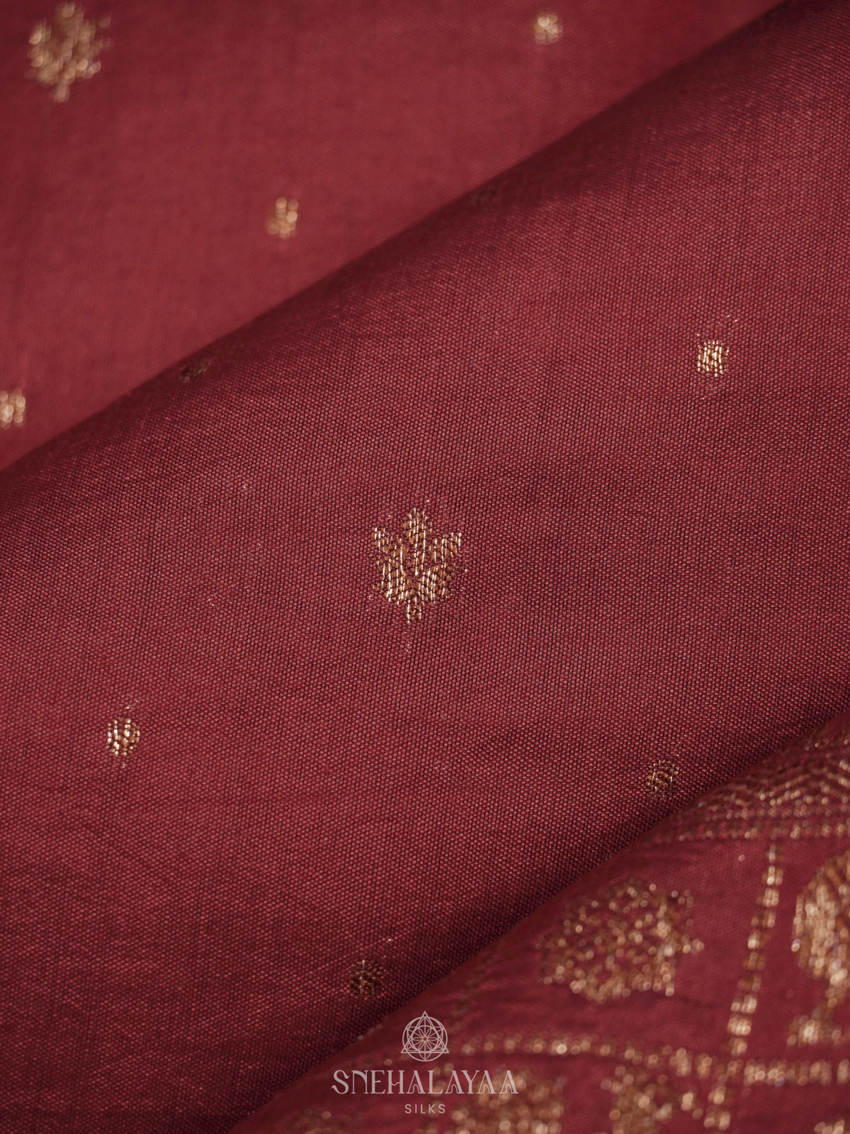 Maroon Chiniya Silk Saree