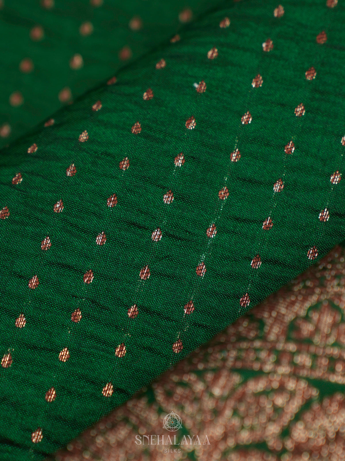 Emerald Green Chiniya Silk Saree