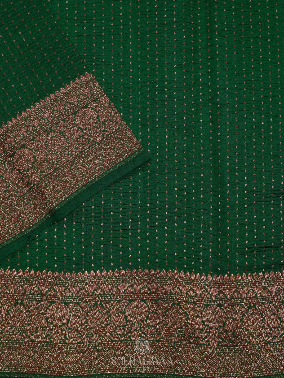 Emerald Green Chiniya Silk Saree