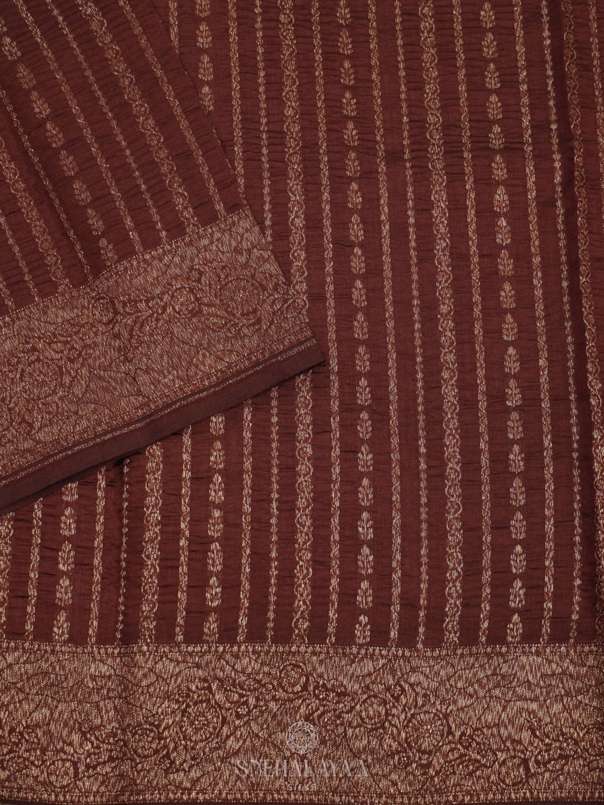 Coffee Brown Chiniya Silk Saree