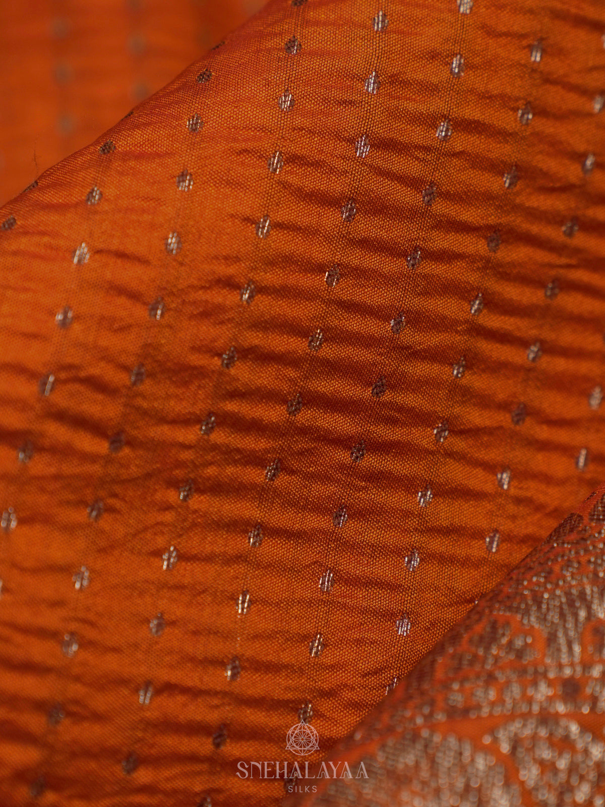 Orange Chiniya Silk Saree