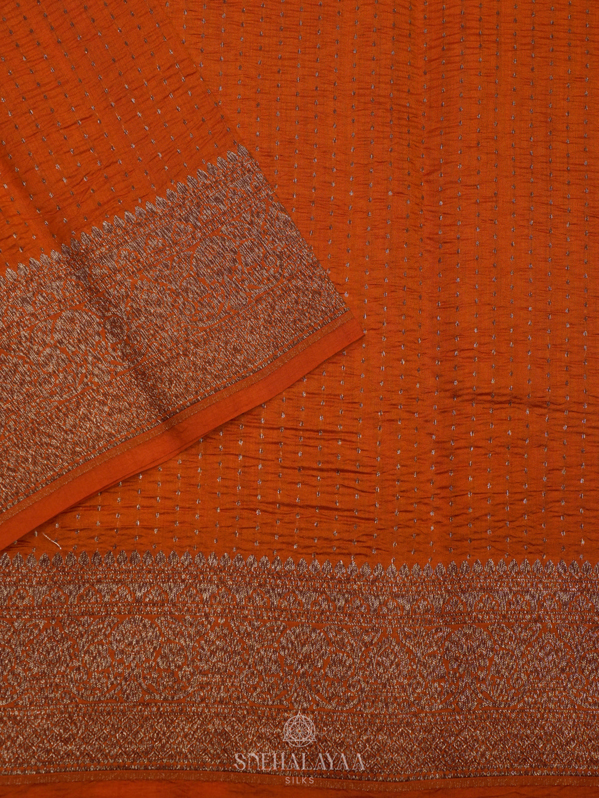 Orange Chiniya Silk Saree