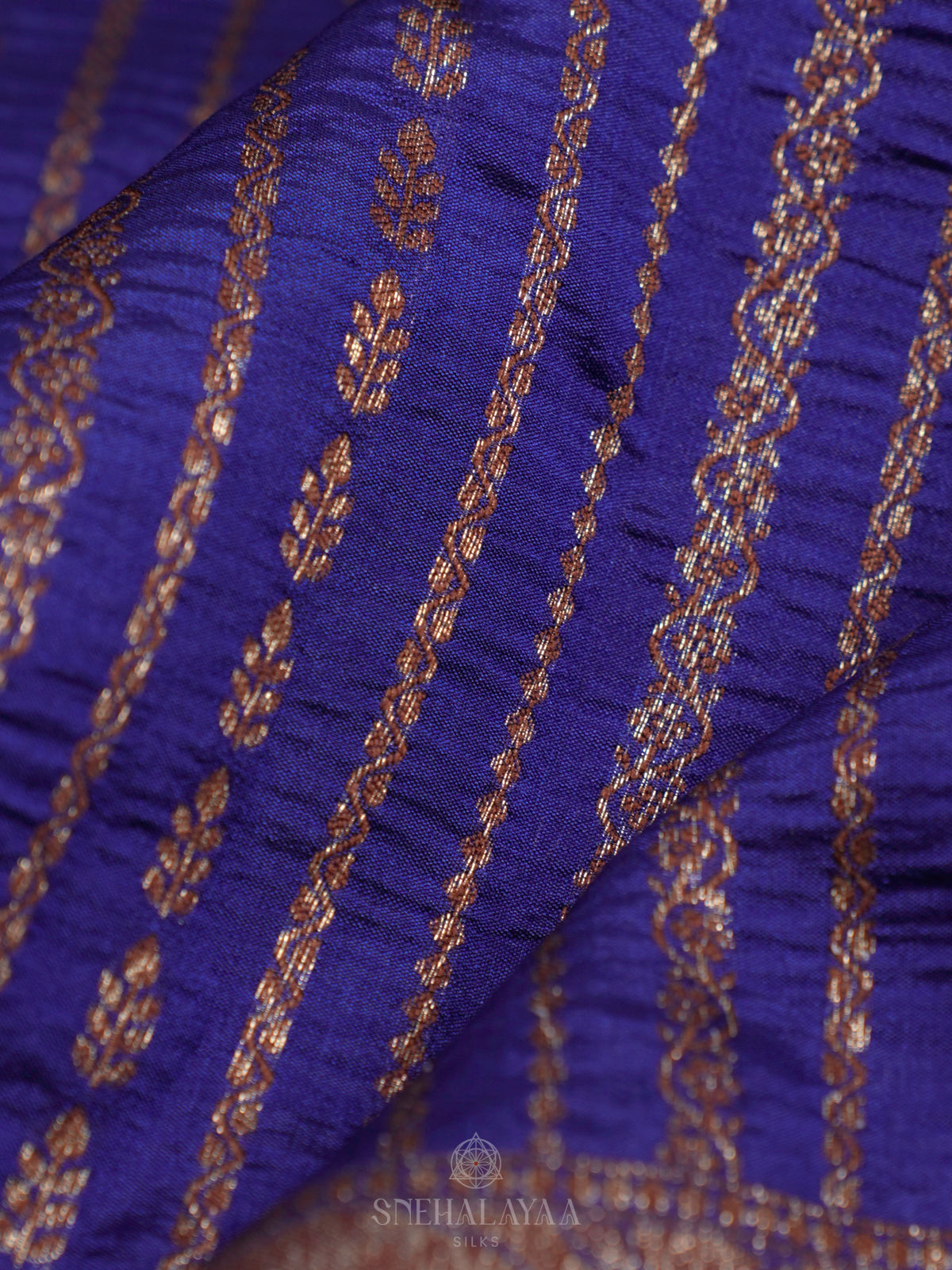 Navy Blue Chiniya Silk Saree