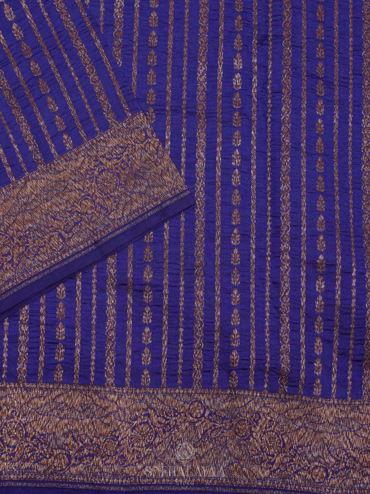 Navy Blue Chiniya Silk Saree