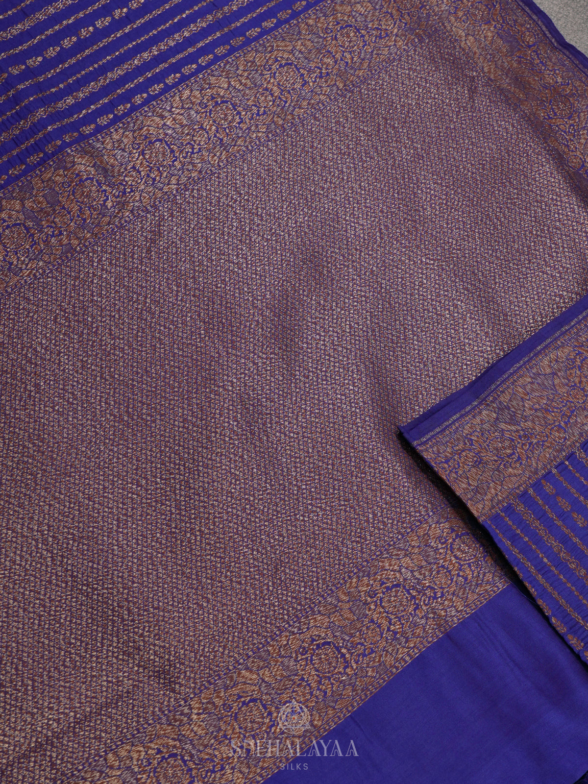 Navy Blue Chiniya Silk Saree