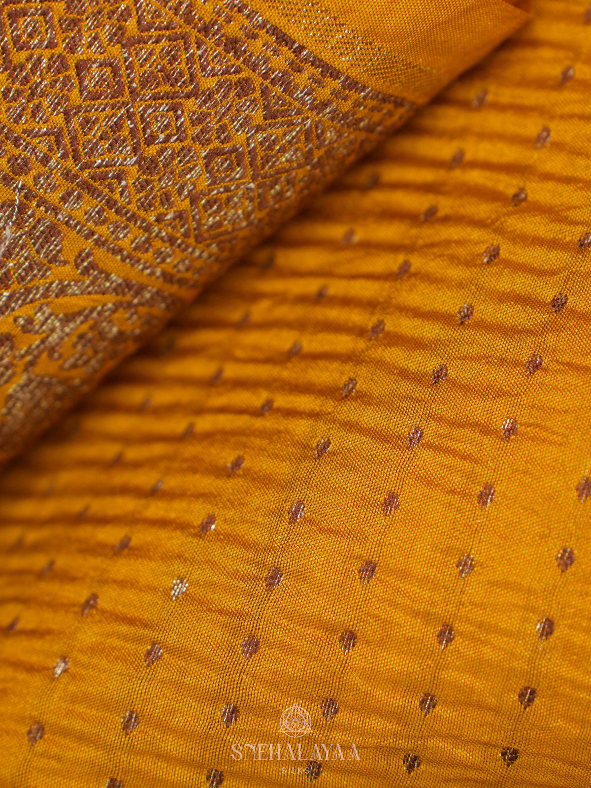 Mango Yellow Chiniya Silk Saree