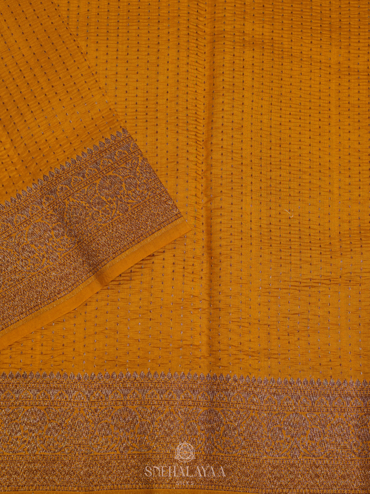 Mango Yellow Chiniya Silk Saree