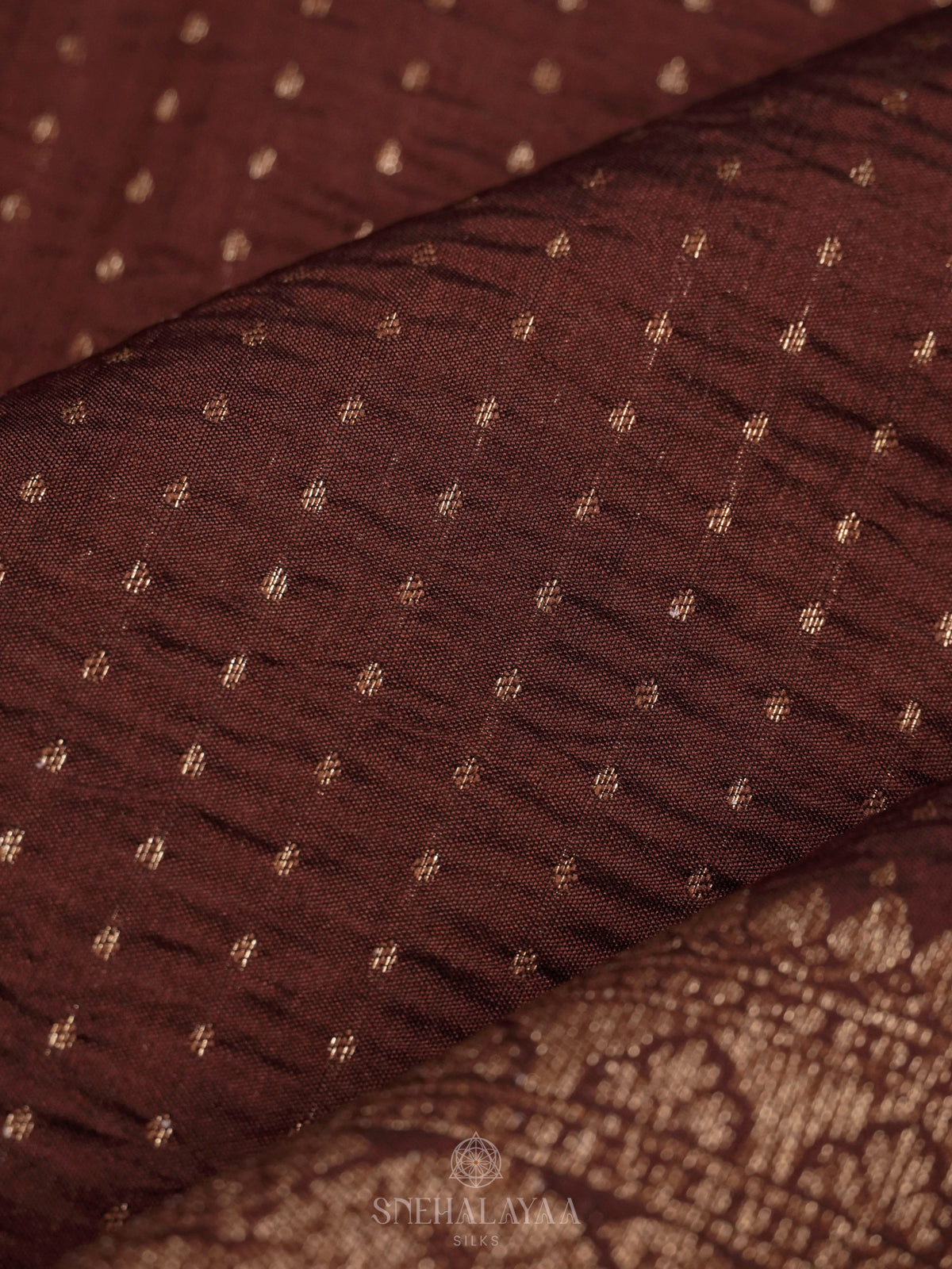 Brown Chiniya Silk Saree