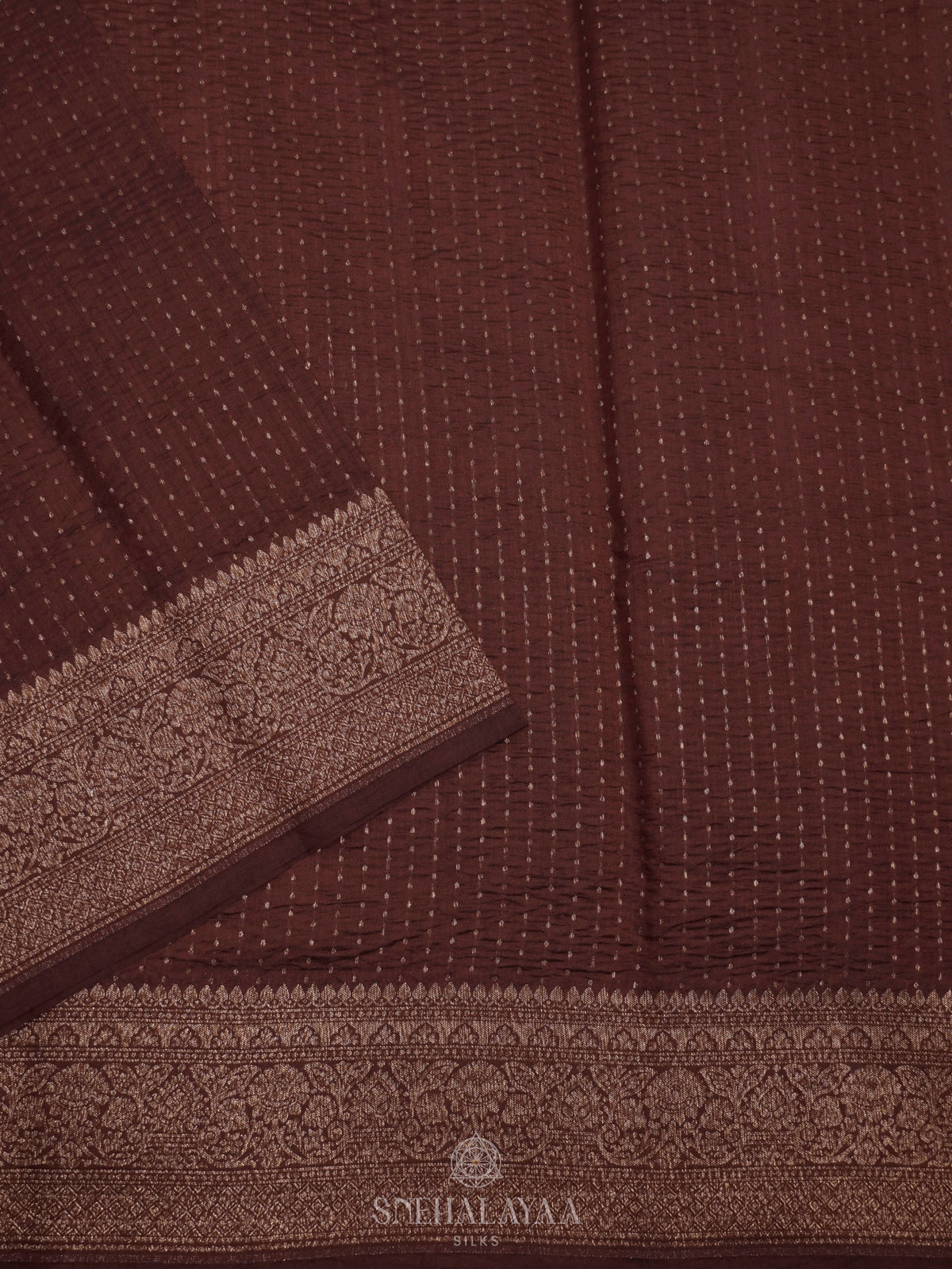 Brown Chiniya Silk Saree