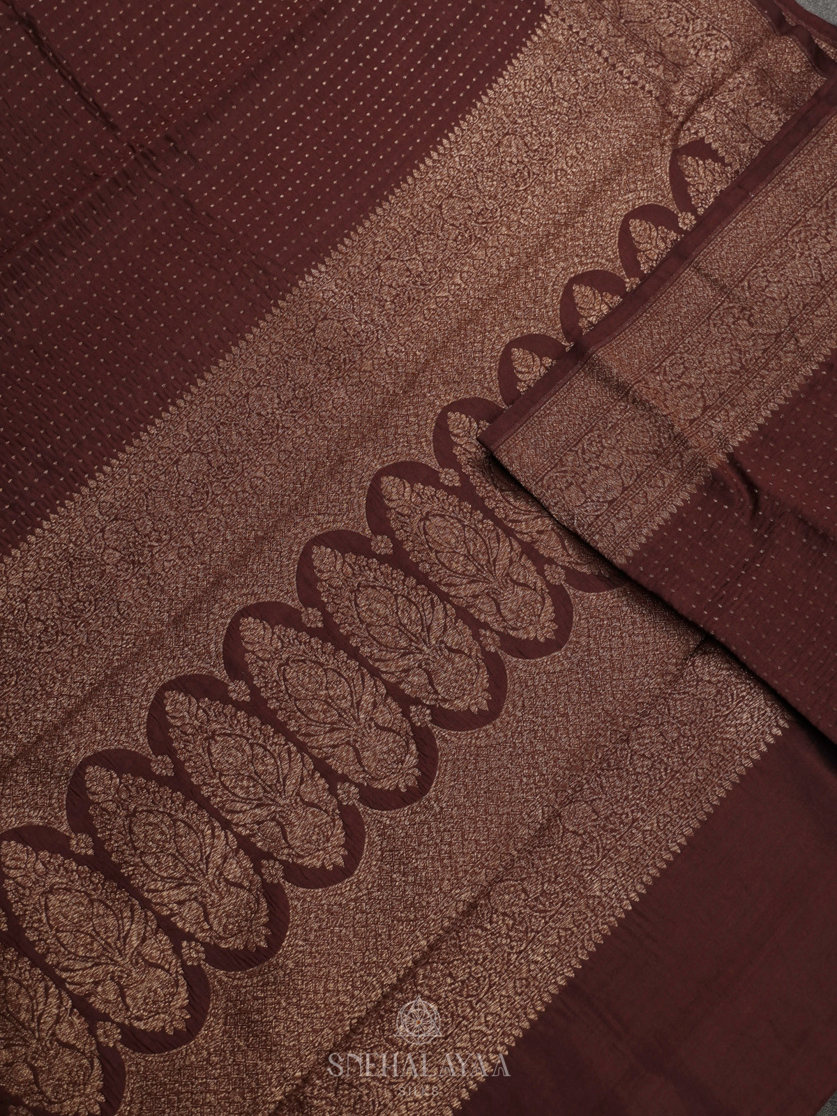Brown Chiniya Silk Saree