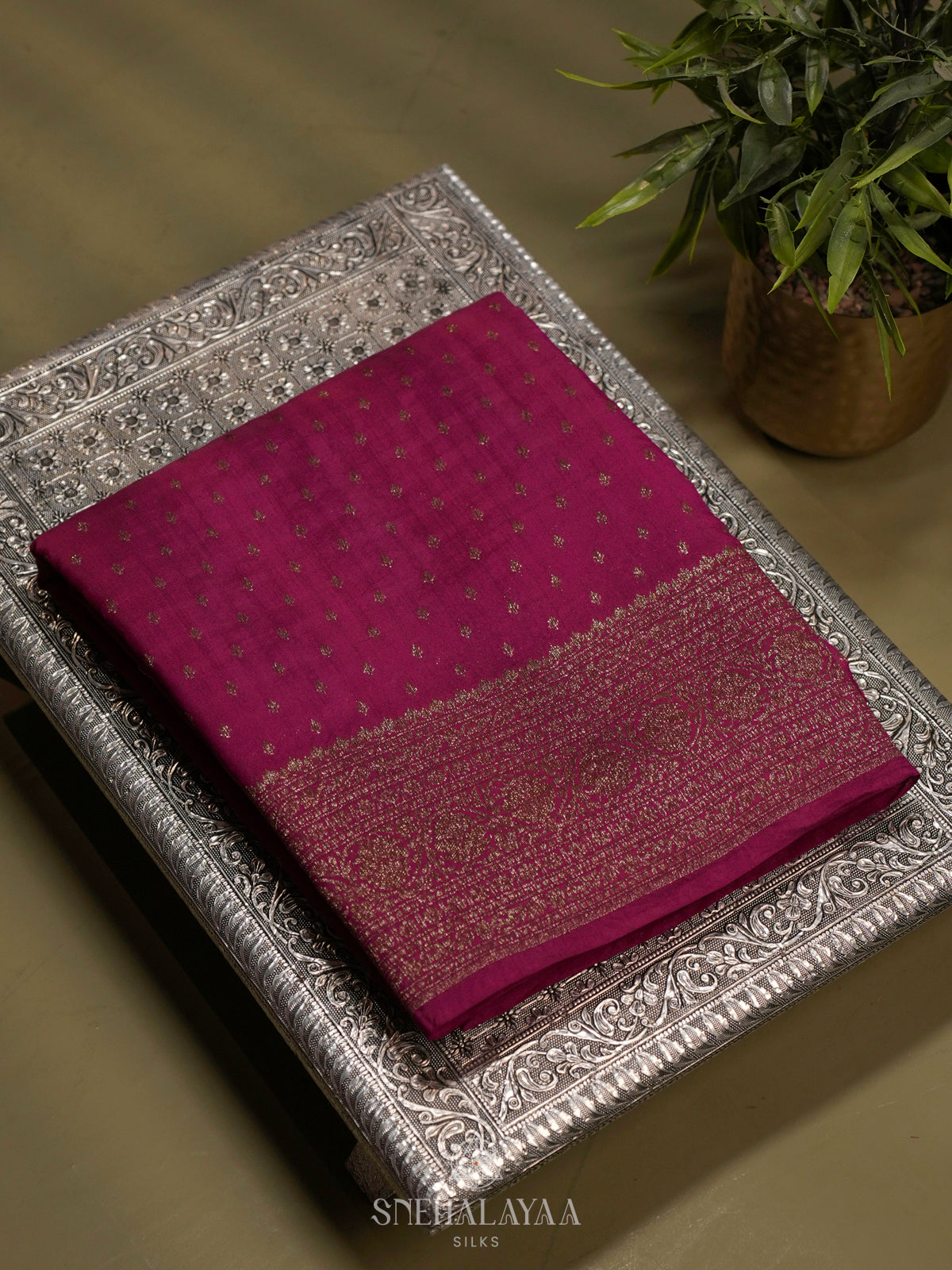 Pink Chiniya Silk Saree