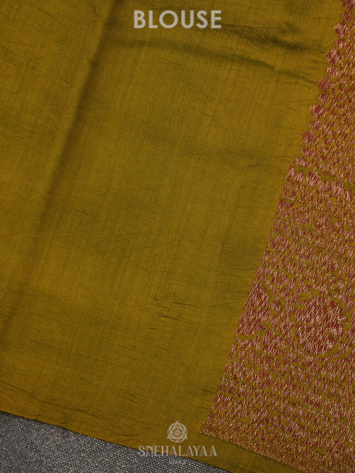 Olive Green Chiniya Silk Saree