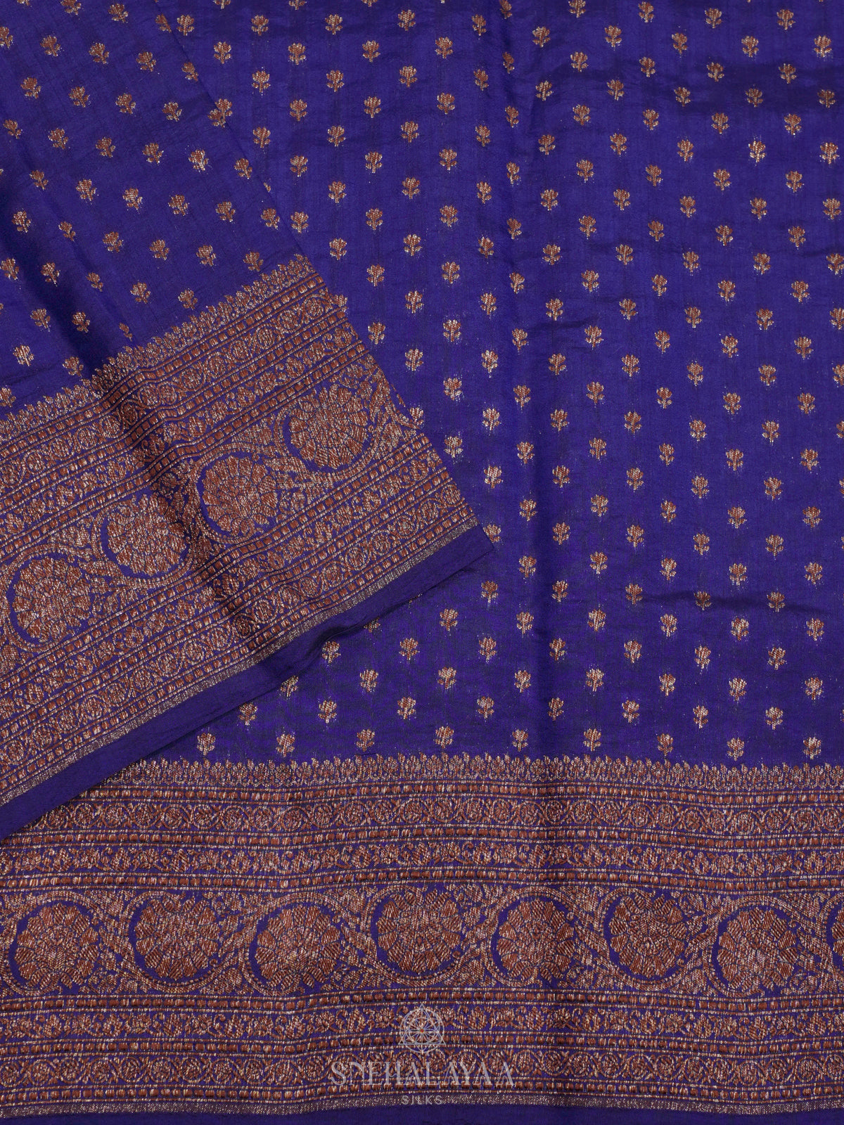 Blue Chiniya Silk Saree