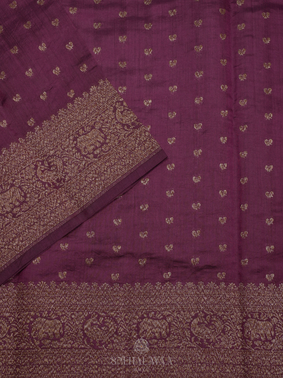 Plum Chiniya Silk Saree