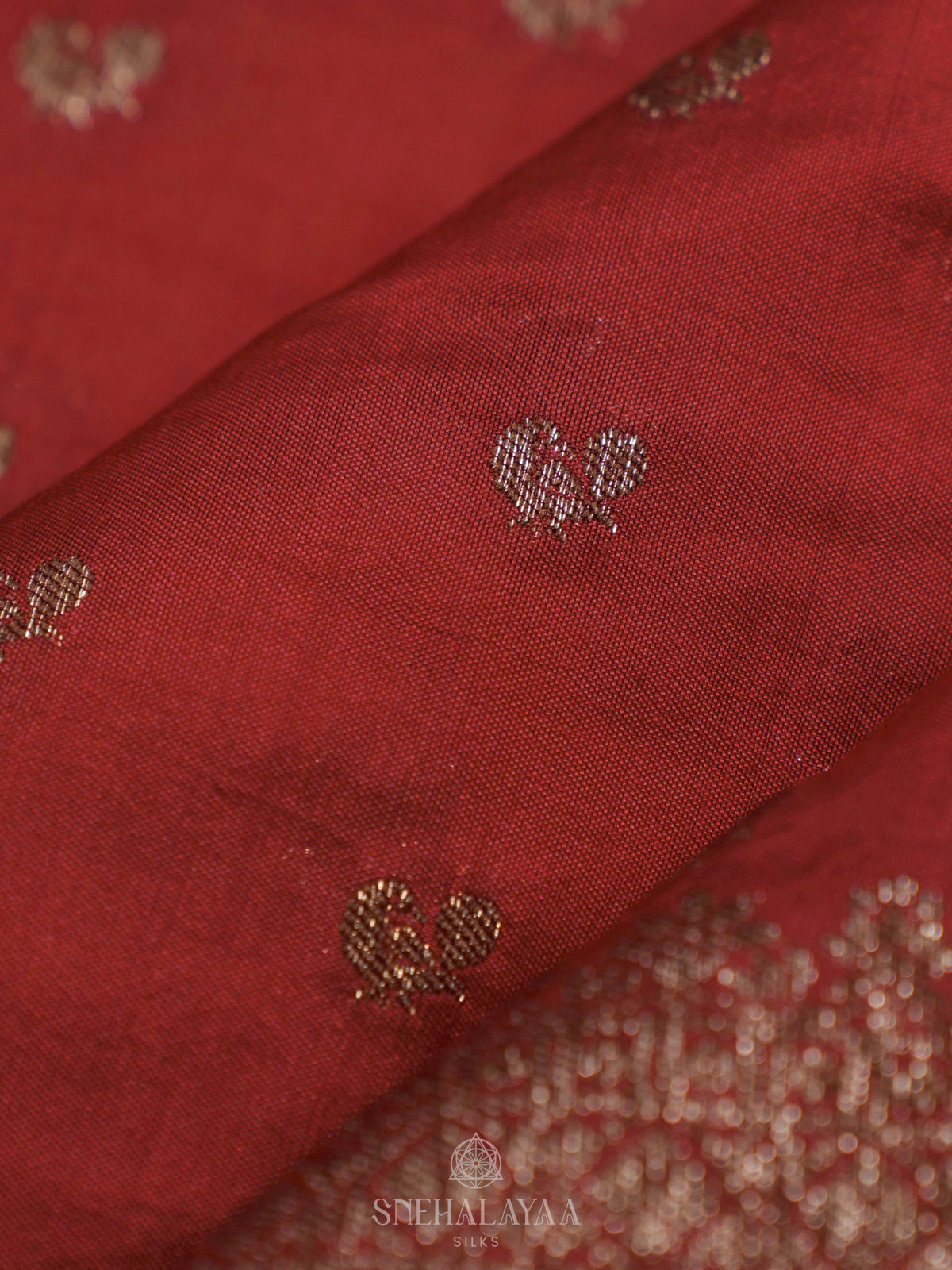 Red Chiniya Silk Saree