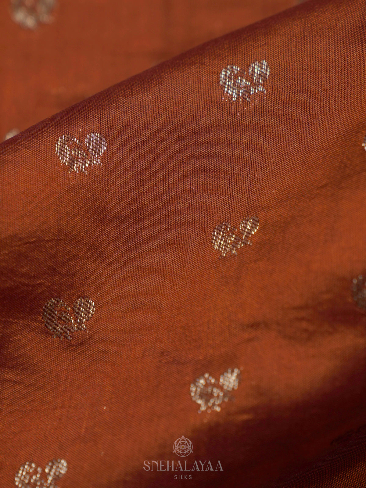 Orange Chiniya Silk Saree