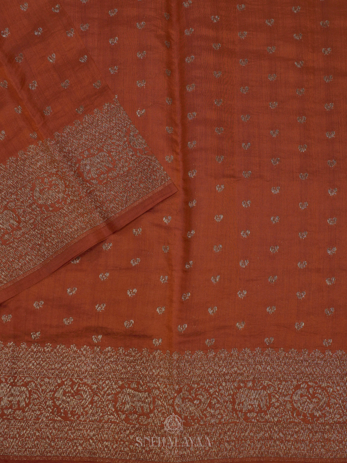 Orange Chiniya Silk Saree