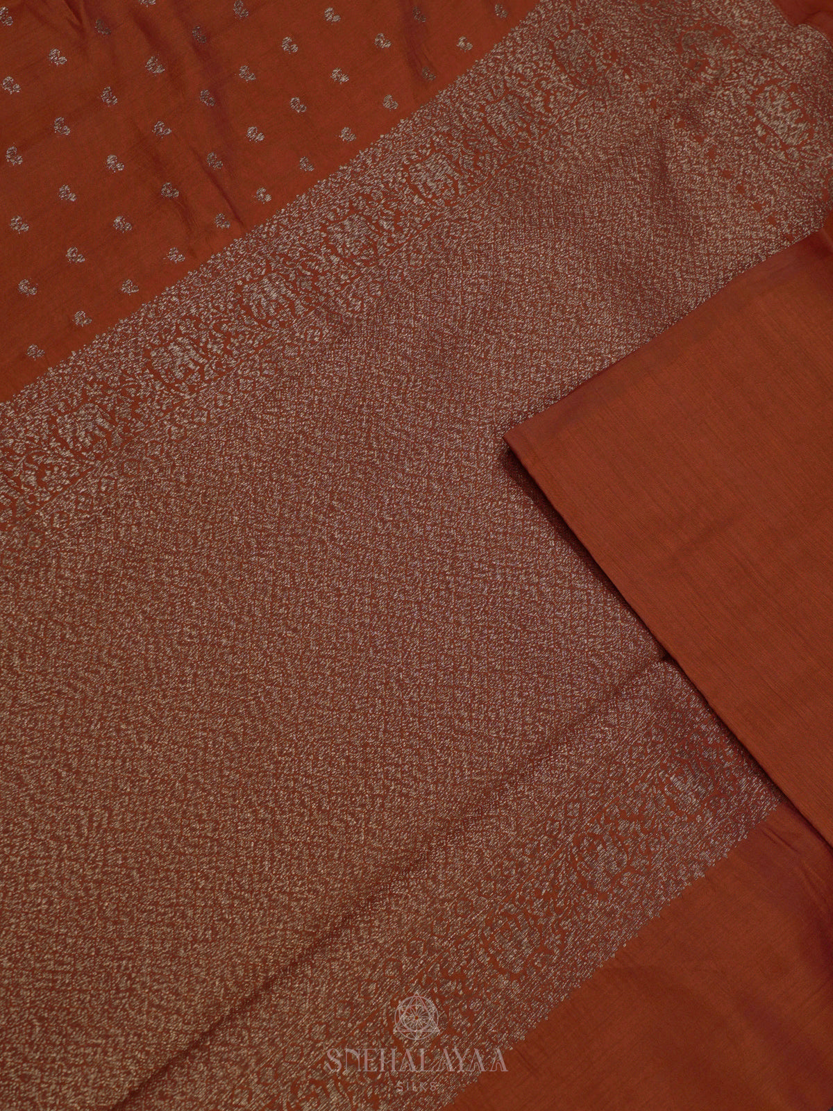 Orange Chiniya Silk Saree