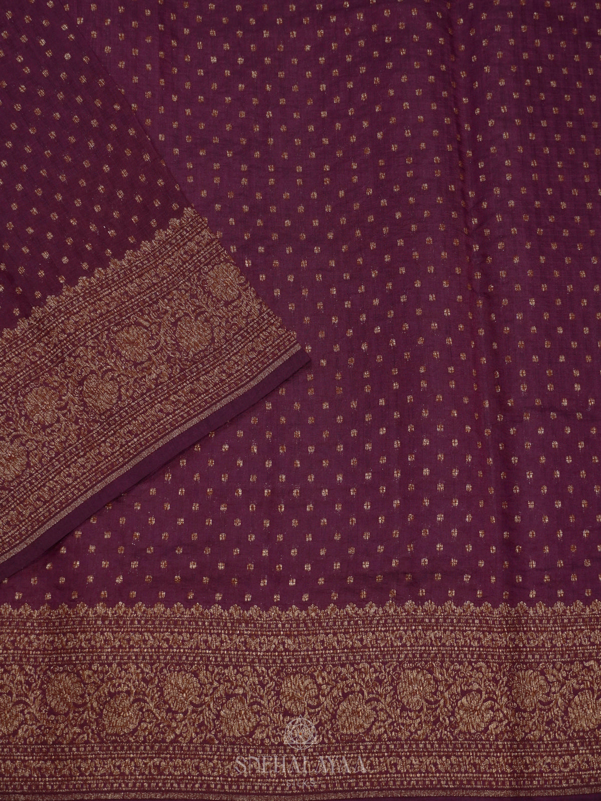 Magenta Chiniya Silk Saree