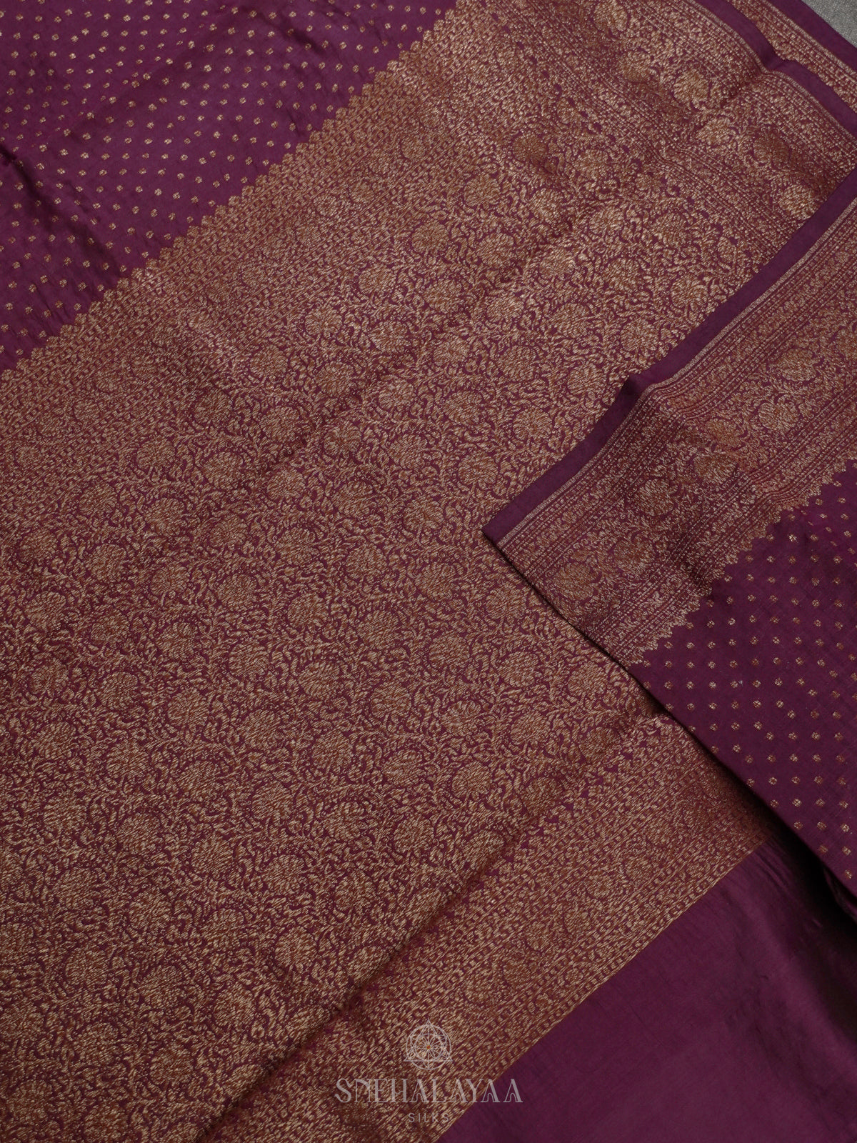 Magenta Chiniya Silk Saree