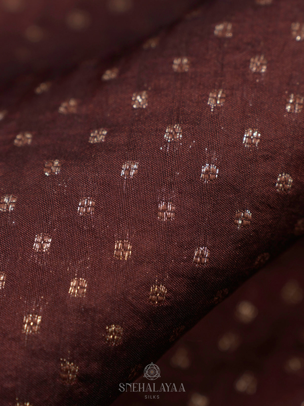 Brown Chiniya Silk Saree
