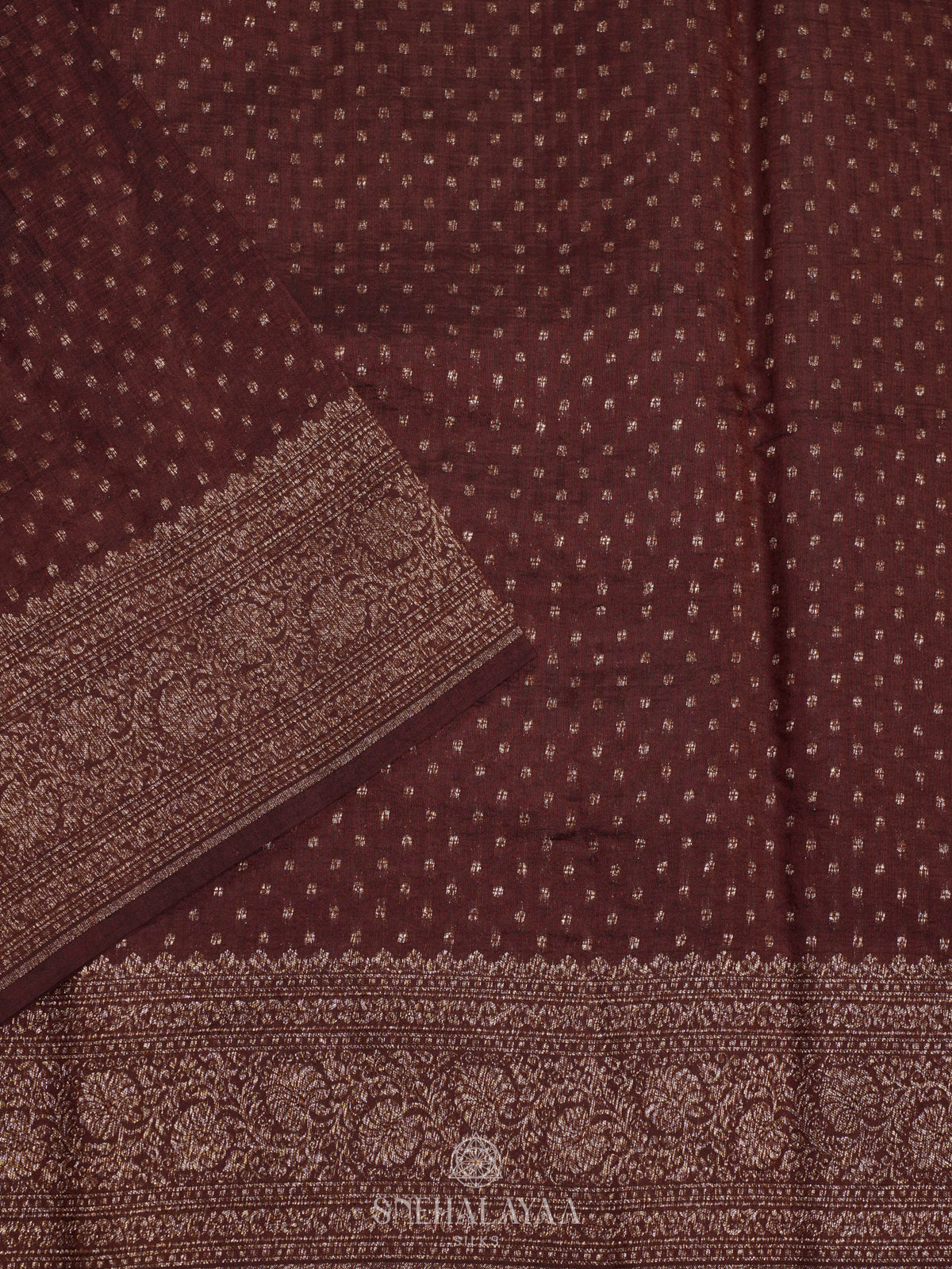 Brown Chiniya Silk Saree