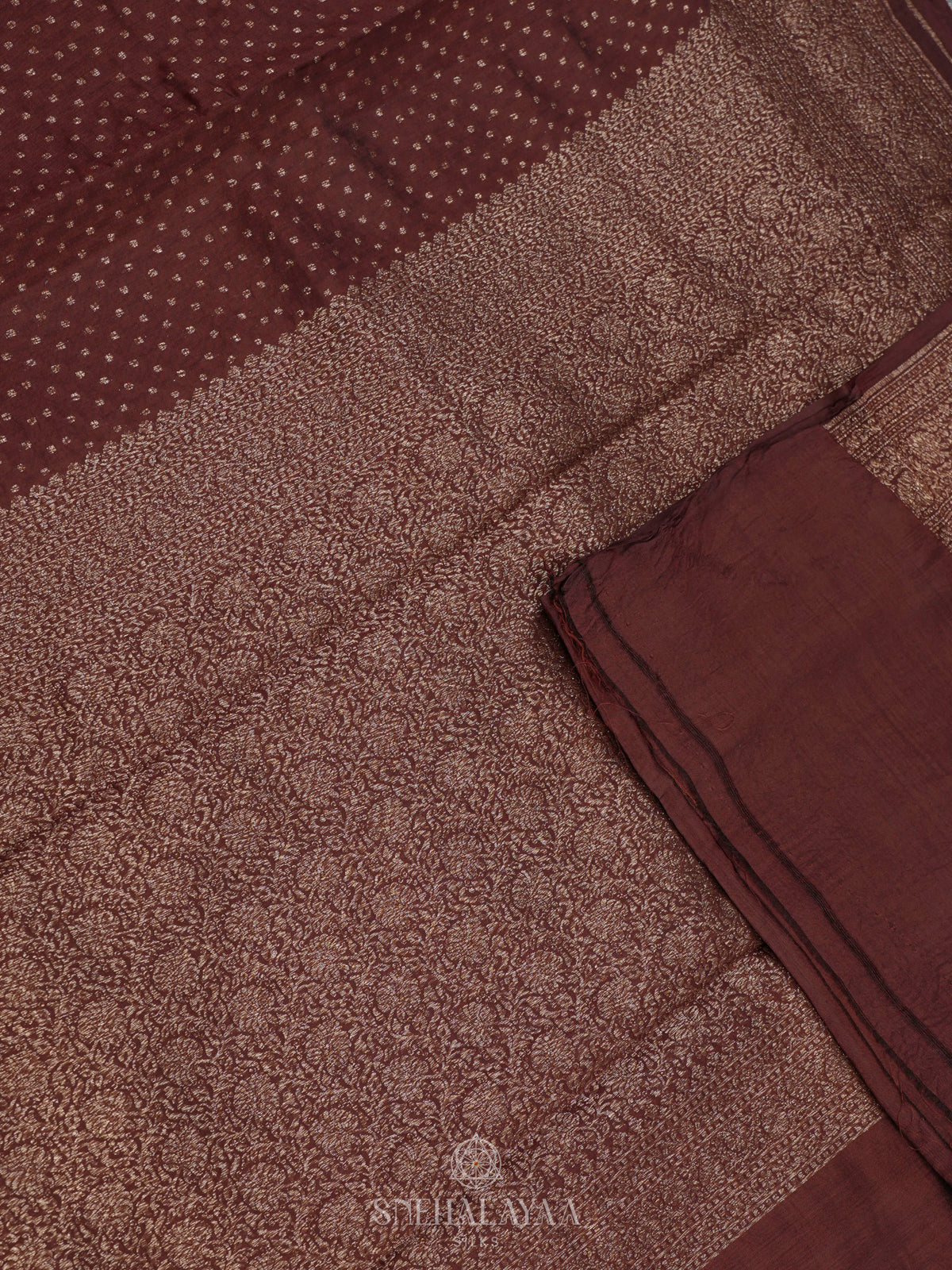 Brown Chiniya Silk Saree