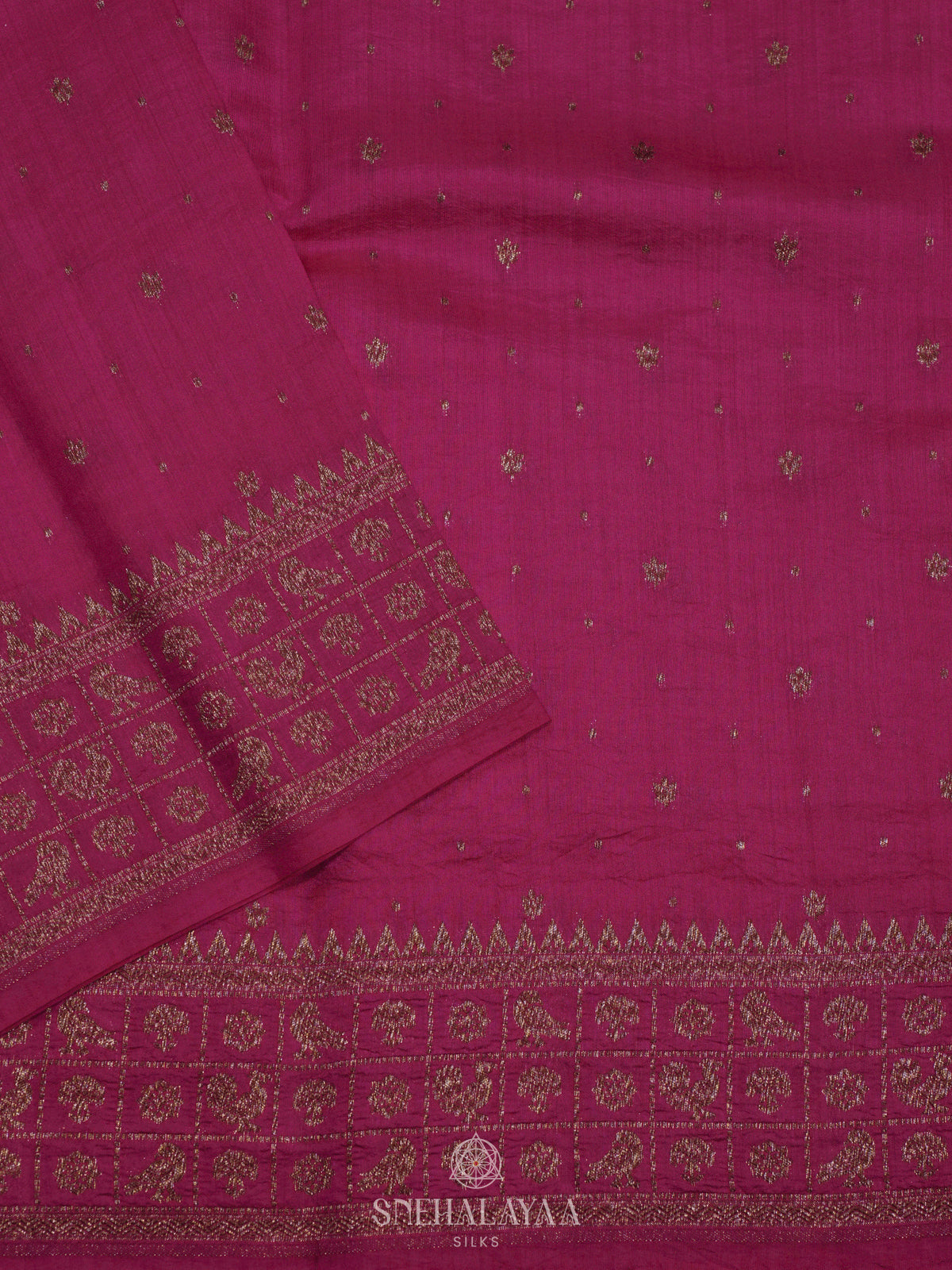 Pink Chiniya Silk Saree