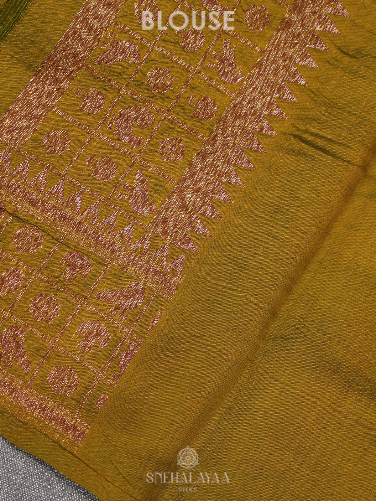 Olive Green Chiniya Silk Saree